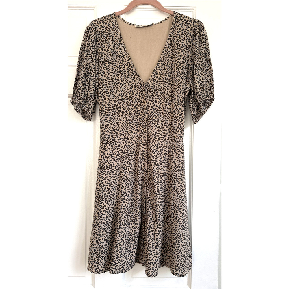 NWT Abercrombie & Fitch Leopard Print Dress Mob Wife Cottagecore GNO Summer| S